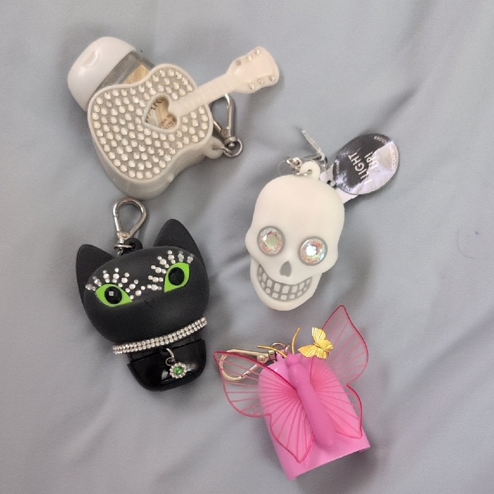 Bath And Body Keychains Cat, Skull, Guitar Lot..   Butterfly No Longer Available